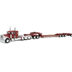 1/64 Cherry Red/White Peterbilt 379 with Fontaine Magnitude Lowboy, Jeep & Stinger, DCP by First Gear
