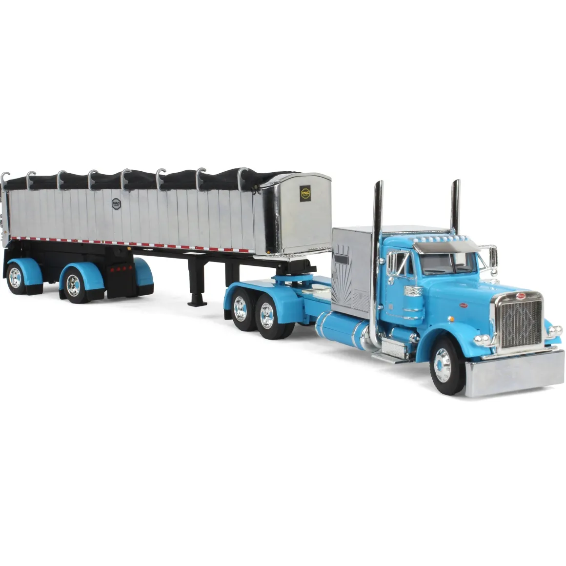 1/64 Cyan Peterbilt 379 60in Vintage Sleeper w/ MAC Coal End Dump Trailer, DCP by First Gear