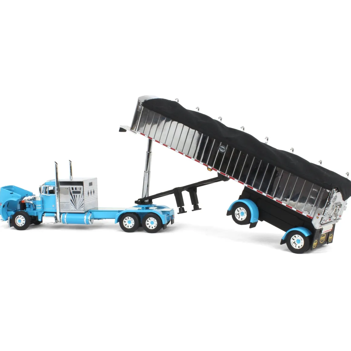 1/64 Cyan Peterbilt 379 60in Vintage Sleeper w/ MAC Coal End Dump Trailer, DCP by First Gear