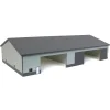 1/64 Dark & Light Gray 2 Door 70ft x 130ft Wooden Implement Pole Building w/ Divided Shop Area