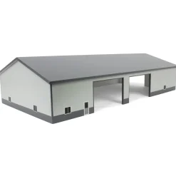 1/64 Dark & Light Gray 60ft x 120ft Wooden Implement Shed with Double Side Doors