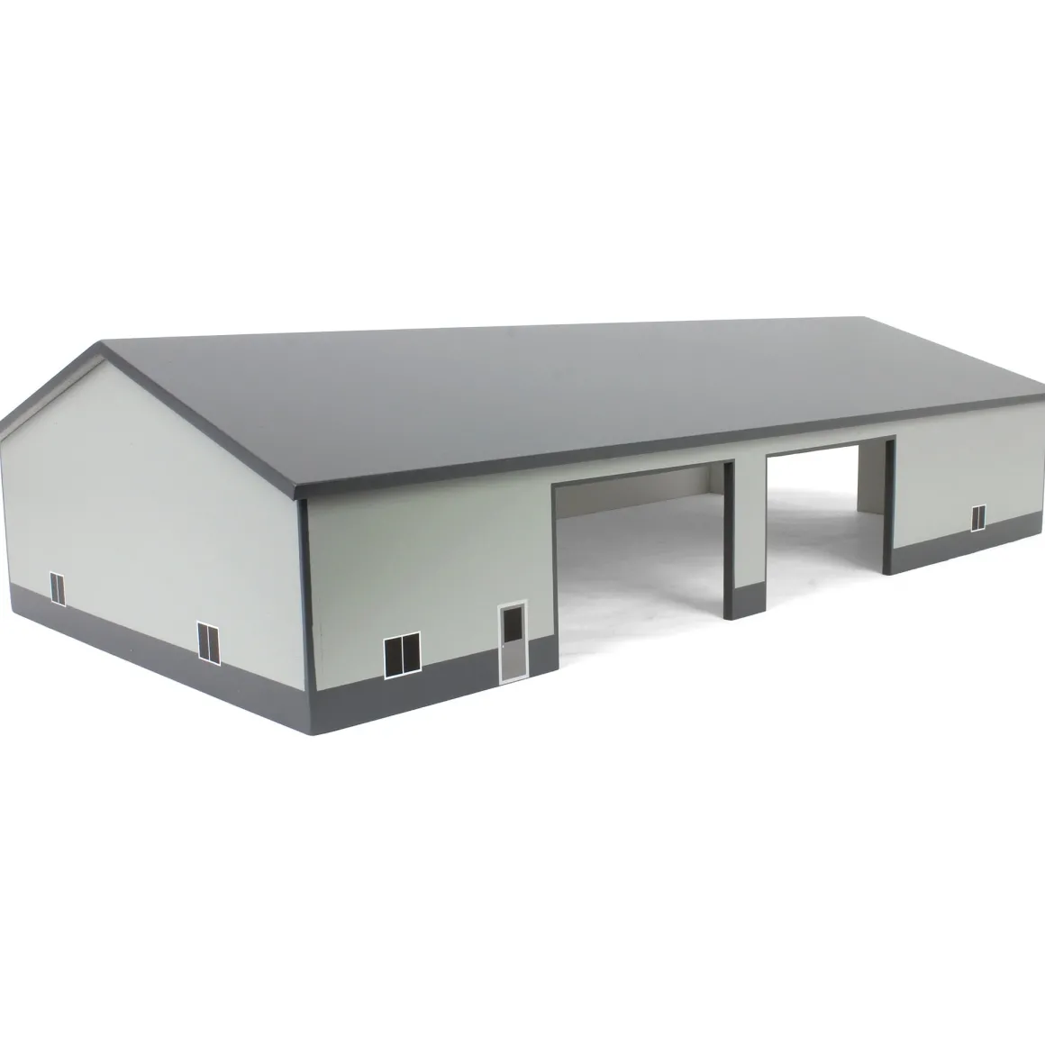 1/64 Dark & Light Gray 60ft x 120ft Wooden Implement Shed with Double Side Doors