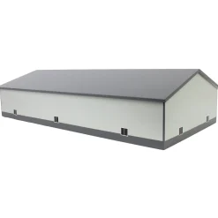 1/64 Dark & Light Gray 60ft x 120ft Wooden Implement Shed with Double Side Doors