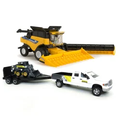 1/64 Dodge Pickup with Trailer and New Holland L170 Skid Steer & CR8.90 Combine with 2 Headers