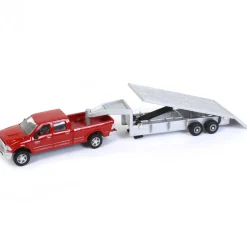 1/64 Dodge Ram Pickup Truck with Gooseneck Trailer & Bales