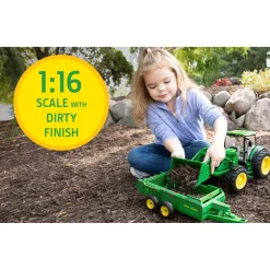 1/16 ERTL Big Farm John Deere 6210R with Loader & "Dirty" 780 Hydra Push Spreader