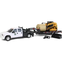 1/20 Ford F-350 Flatbed Dually Truck with Gooseneck Trailer and Skid Steer Loader
