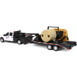 1/20 Ford F-350 Flatbed Dually Truck with Gooseneck Trailer and Skid Steer Loader
