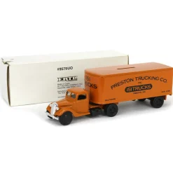 1937 Ford Truck with Preston Trucking Co. Box Trailer Bank