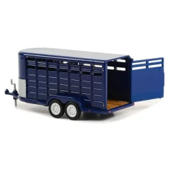 1/64 14ft Bumper Hitch Livestock Trailer, Dark Blue, Hitch & Tow Trailers
