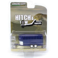 1/64 14ft Bumper Hitch Livestock Trailer, Dark Blue, Hitch & Tow Trailers