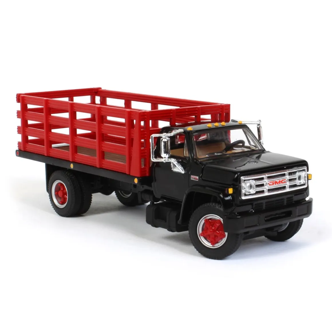 1/64 GMC 6500 Stake Bed, Black with Red Stakes, First Gear Exclusive