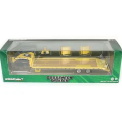 1/64 Gooseneck Trailer, Yellow with Red & White Conspicuity Stripes, Hobby Exclusive