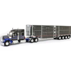 1/64 Gray & Blue Kenworth W990 with Wilson Silverstar Livestock Trailer, DCP by First Gear