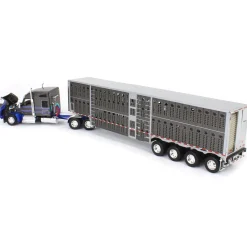 1/64 Gray & Blue Kenworth W990 with Wilson Silverstar Livestock Trailer, DCP by First Gear