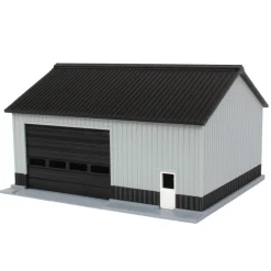 1/64 Gray/Black 40ft x 30ft "Papa's Shop" Farm Shed, 3D Printed