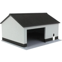 1/64 Gray/Black 40ft x 30ft "Papa's Shop" Farm Shed, 3D Printed