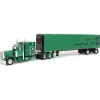 1/64 Green & Black Peterbilt 359 63in Mid-Roof Sleeper w/ 53ft Utility Roll Tarp Trailer, DCP by First Gear