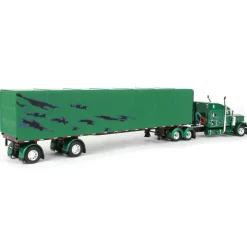 1/64 Green & Black Peterbilt 359 63in Mid-Roof Sleeper w/ 53ft Utility Roll Tarp Trailer, DCP by First Gear