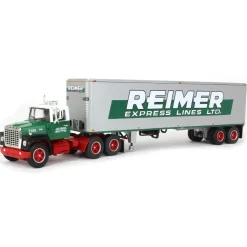 1/64 Green & Red Ford LN9000 with 40' Trailer, Reimer Express Lines, DCP by First Gear