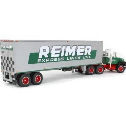 1/64 Green & Red Ford LN9000 with 40' Trailer, Reimer Express Lines, DCP by First Gear