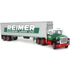 1/64 Green & Red Ford LN9000 with 40' Trailer, Reimer Express Lines, DCP by First Gear