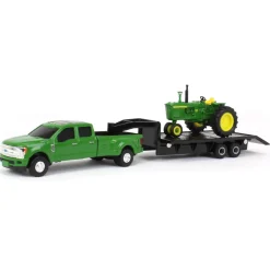 1/64 Green Ford F-350 w/ Gooseneck Trailer & John Deere 4020 Narrow Front