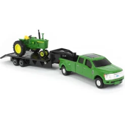 1/64 Green Ford F-350 w/ Gooseneck Trailer & John Deere 4020 Narrow Front