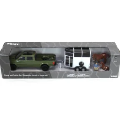 1/32 Green Pickup Truck 5-Piece Horse Trailer Set