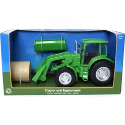 1/20 Green Tractor with Loader Bucket, Bale and Bale Forks by Big Country Toys