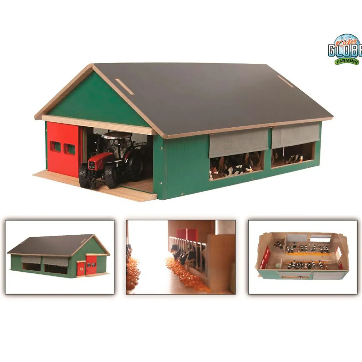1/32 Green Wooden Stable with Windbreak Netting by Kids Globe