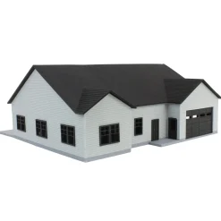 1/64 Grey & Black “The Ranch” Farm House w/ Opening Garage & Back Deck, 3D Printed