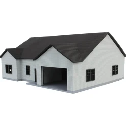 1/64 Grey & Black “The Ranch” Farm House w/ Opening Garage & Back Deck, 3D Printed