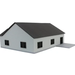 1/64 Grey & Black “The Ranch” Farm House w/ Opening Garage & Back Deck, 3D Printed
