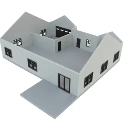 1/64 Grey & Black “The Ranch” Farm House w/ Opening Garage & Back Deck, 3D Printed