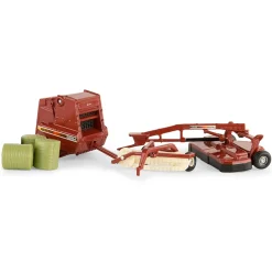 1/64 Hesston 3 Piece Haying Set w/ Baler, Hay Rake, Mower & Bales