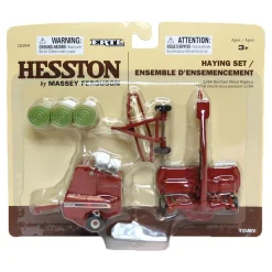 1/64 Hesston 3 Piece Haying Set w/ Baler, Hay Rake, Mower & Bales