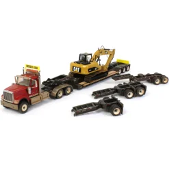 1/50 High Detail International HX520 Tandem Tractor w/ XL 120 HDG Trailer & Dusty CAT 320 DL Excavator