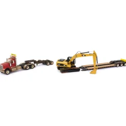 1/50 High Detail International HX520 Tandem Tractor w/ XL 120 HDG Trailer & Dusty CAT 320 DL Excavator