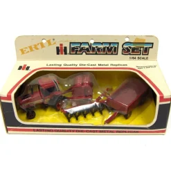 1/64 IH Farm Set with 5088, Barge Wagon, 6 Bottom Plow & Round Baler