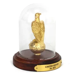 3.4 Inch "Gold" JI Case Old Abe Eagle on Globe in Enclosed Stand