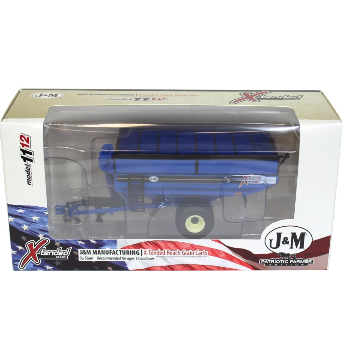 1/64 J&M 1112 Blue Grain Cart with Large Singles