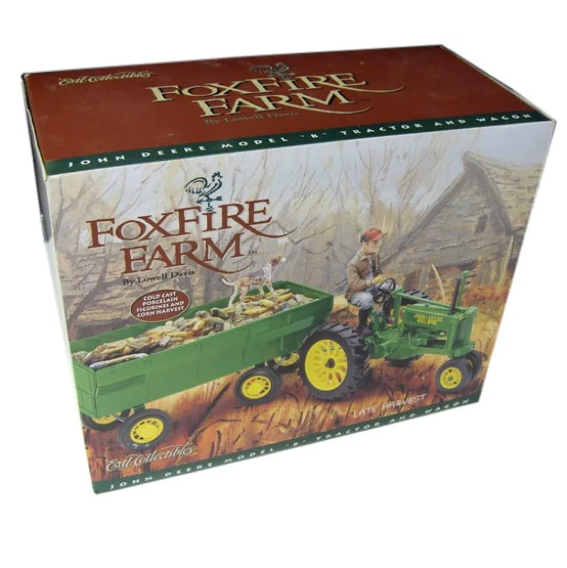 1/16 John Deere B with Corn Wagon & Lowell Davis Figurines, Foxfire Farms "Late Harvest"