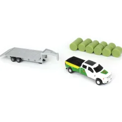 1/64 John Deere Ford F-350 Pickup & Trailer with 11 Round Bales