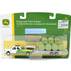 1/64 John Deere Ford F-350 Pickup & Trailer with 11 Round Bales