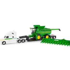 1/64 John Deere Freightliner Semi w/ S780 Combine & Lowboy Trailer