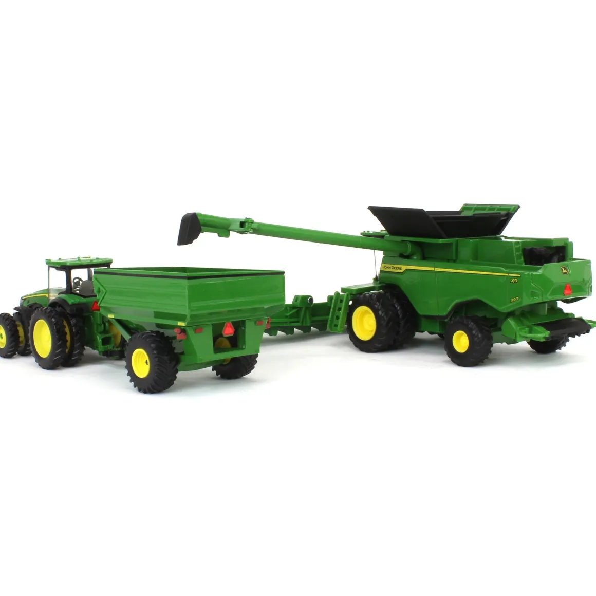 1/64 John Deere Harvesting Set w/ 8R 370 Tractor, Grain Cart, X9 1100 Combine & Grain Semi