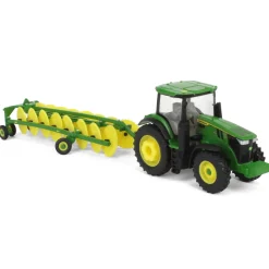 1/64 John Deere Haying Set w/ W235R Windrower, 7R 250 Tractor, Hay Rake, 561R Baler & 6 Bales