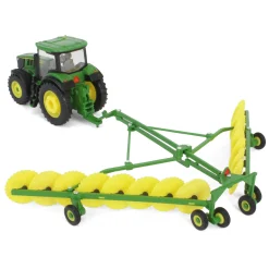1/64 John Deere Haying Set w/ W235R Windrower, 7R 250 Tractor, Hay Rake, 561R Baler & 6 Bales