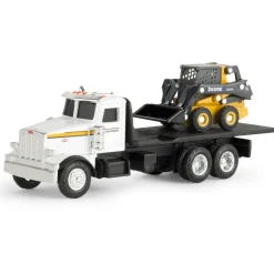 1/64 John Deere Peterbilt Flatbed Truck with 320E Skid Steer